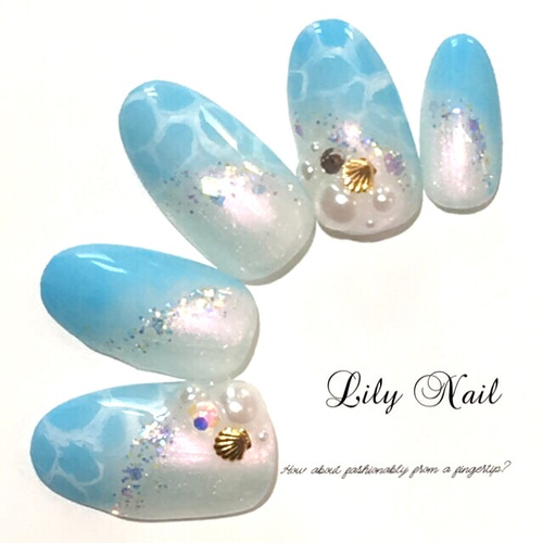 再販…】海の波ジェルネイルチップ ネイルチップ（つけ爪） Lily Nail