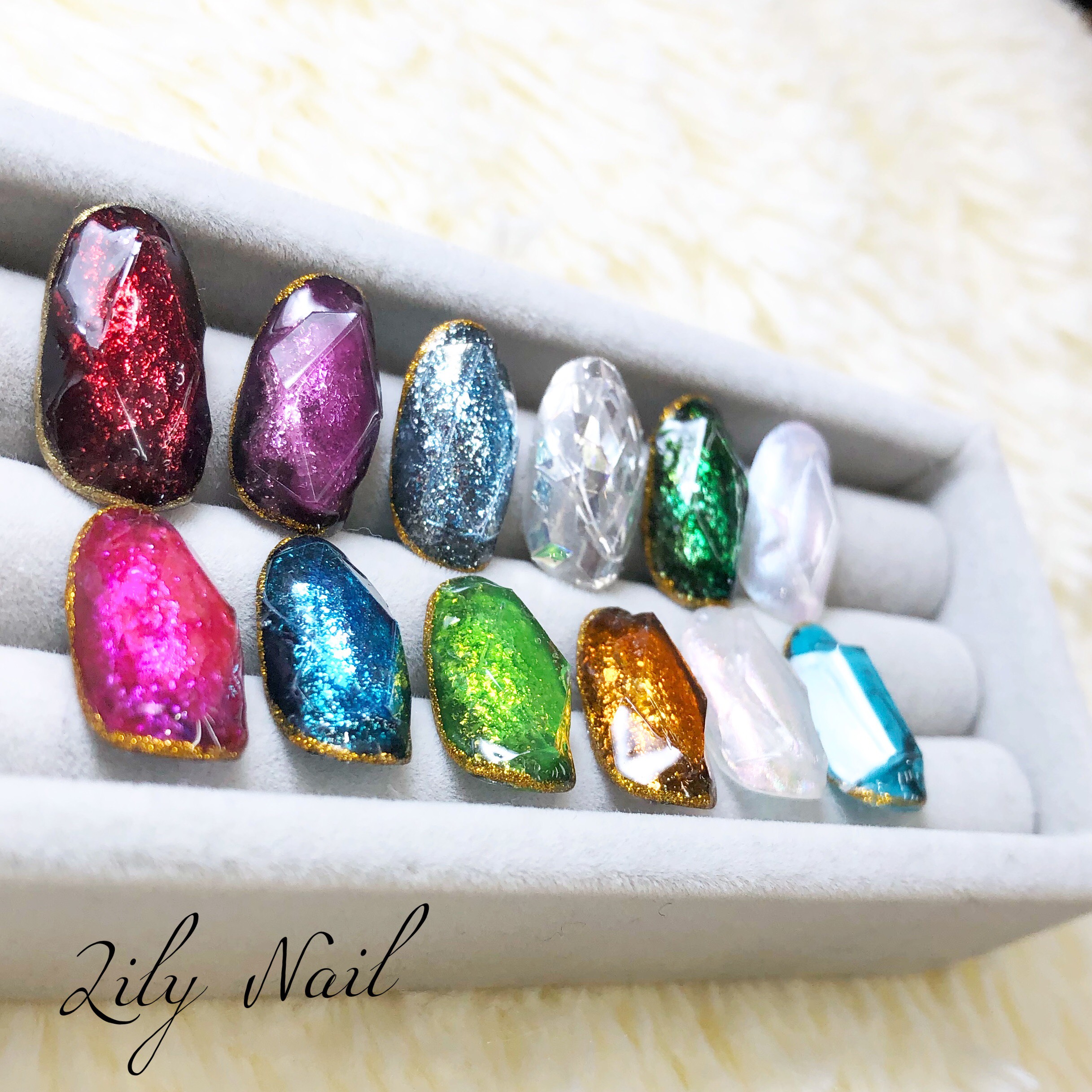 オーダーネイルチップNo.401 大理石 キラキラ ニュアンス 【現品