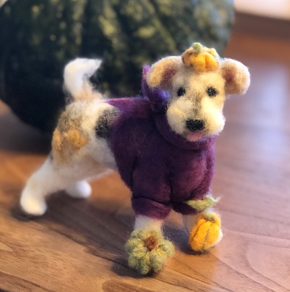 ハロウィン仮装 羊毛フェルト犬 ワイヤーフォックス 1枚目の画像