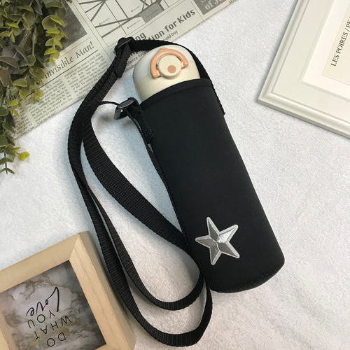 刺繍の星形ワッペンの水筒カバー☆入園、入学、進級準備に