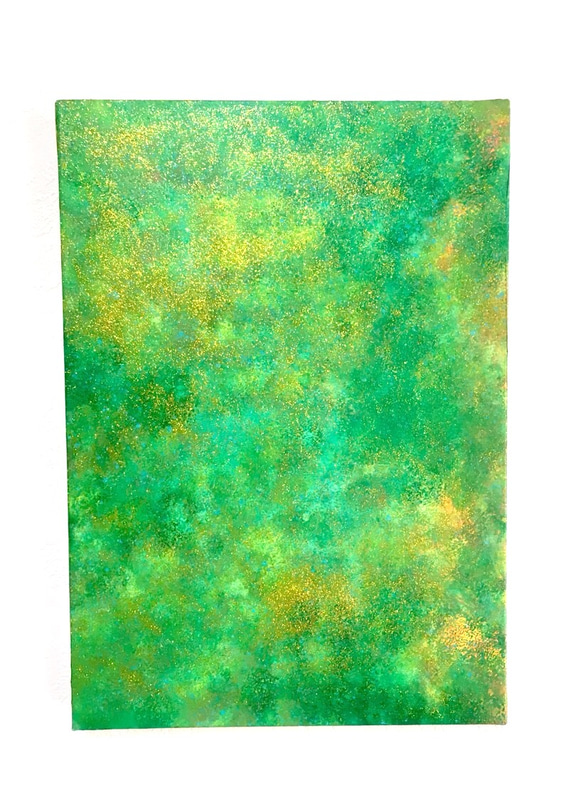 木漏れ日の緑　A4サイズの壁掛け絵画 2枚目の画像
