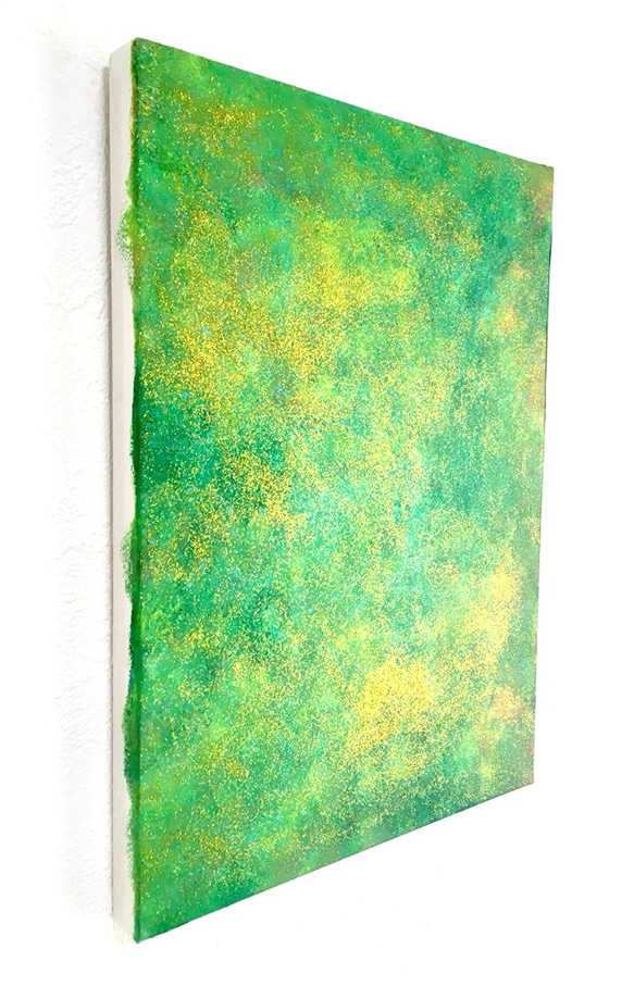 木漏れ日の緑　A4サイズの壁掛け絵画 3枚目の画像