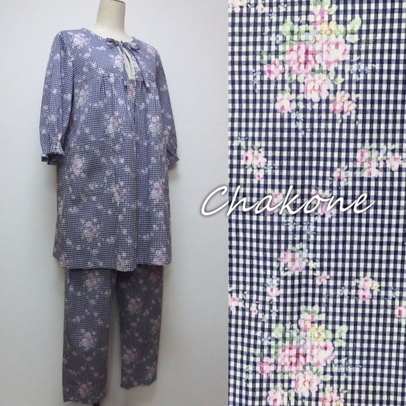 Tunic 花柄 コットン パジャマ2枚 Tunic花柄パジャマ （Tunic 花柄 コットン パジャマ2枚