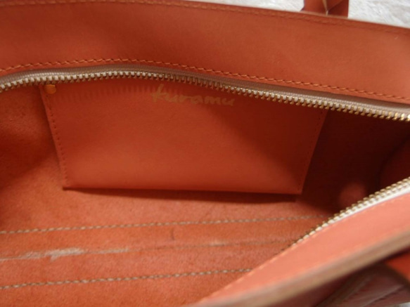 小さな手縫いバッグ　コーラルオレンジ 4枚目の画像