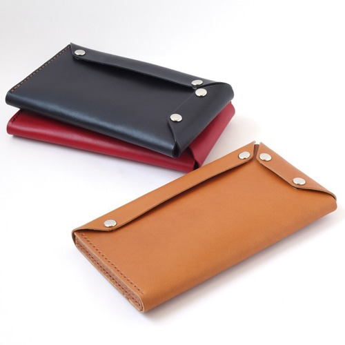 2方向からの出し入れが可能なスナップボタン長財布【本革/受注 2方向からの出し入れが可能なスナップボタン長財布【本革/受注