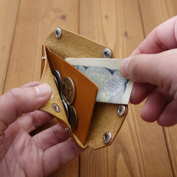 仕切りのみ⭐シンプルでミニマルなL字型スナップボタン ミニ財布【総手縫い 本革 レザー/受注生産】 3枚目の画像