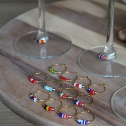 Mini flags 迷你國酒杯掛飾 wine charm 20mm 8-14/set 金色環 Delica 珠 第5張的照片