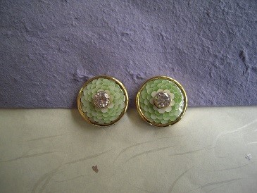 七宝イヤリング・緑菊