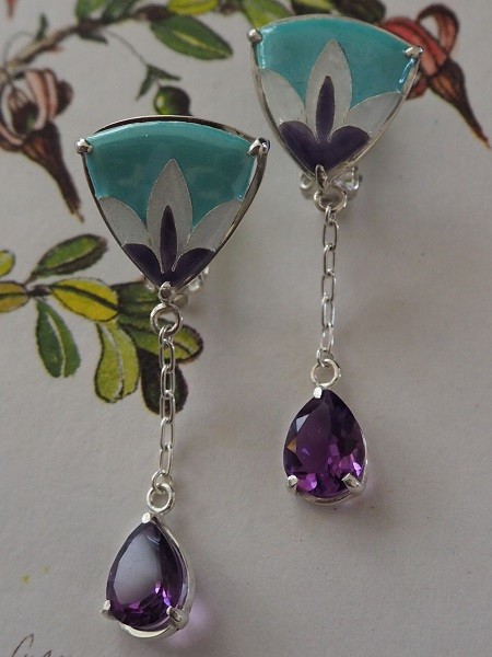 アメシストと七宝のイヤリング