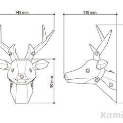 ペーパークラフトキット レペパゴ 〜 シカのトロフィー クラフト（ローズレッド） 2枚目の画像