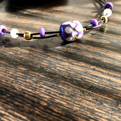 蜻蛉玉　紫　連続花　ネックレス 8枚目の画像