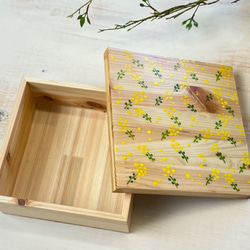 ヒノキのランチボックス（小）【ミモザ】 2枚目の画像