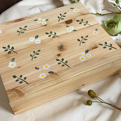 木製ランチボックス【白いお花】 1枚目の画像