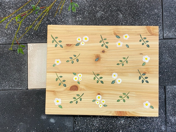 木製ランチボックス【白いお花】 5枚目の画像