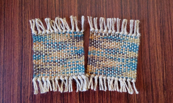 【送料無料】2枚セット 麻紐 ジュート 手織り コースター 1枚目の画像