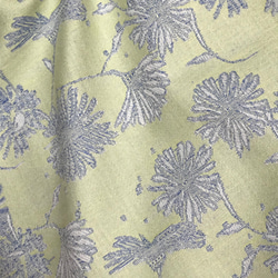 花柄ジャガード織、綿100%生地、青黄（抗菌防臭加工）115cm×250cm 2枚目の画像
