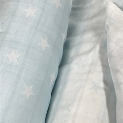 ジャガード織トリプルガーゼ綿100%生地お星様柄薄い水色 2枚目の画像