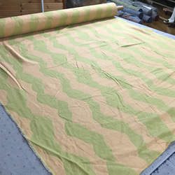 ジャガード織ダブルガーゼ綿100%生地ウェブ柄黄緑と、オレンジピンク 1枚目の画像