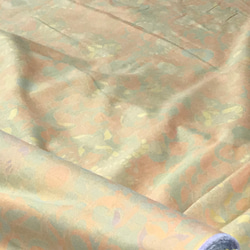 ジャガード織綿100%生地オレンジ花柄 4枚目の画像