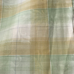 ジャガード織薄い一重生地格子黄緑ダークオレンジ 3枚目の画像