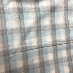 ジャガード織薄い一重生地格子グレーブルー 2枚目の画像