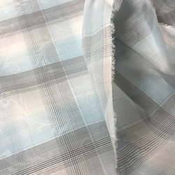 ジャガード織薄い一重生地格子グレーブルー 3枚目の画像