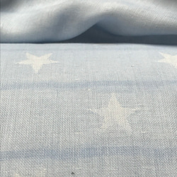 ジャガード織トリプルガーゼ綿100%生地お星様柄薄い水色（抗菌防臭加工） 3枚目の画像