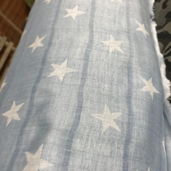 ジャガード織トリプルガーゼ綿100%生地お星様柄薄い紺色（抗菌防臭加工） 2枚目の画像
