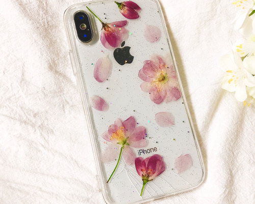 こじこじページ★押し花ケース ベゴニア」押し花ケース iPhone/Galaxy/Xperia対応可能