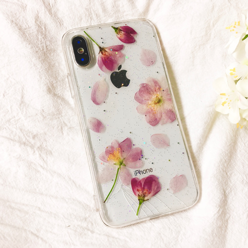 ベゴニア」押し花ケース iPhone/Galaxy/Xperia対応可能