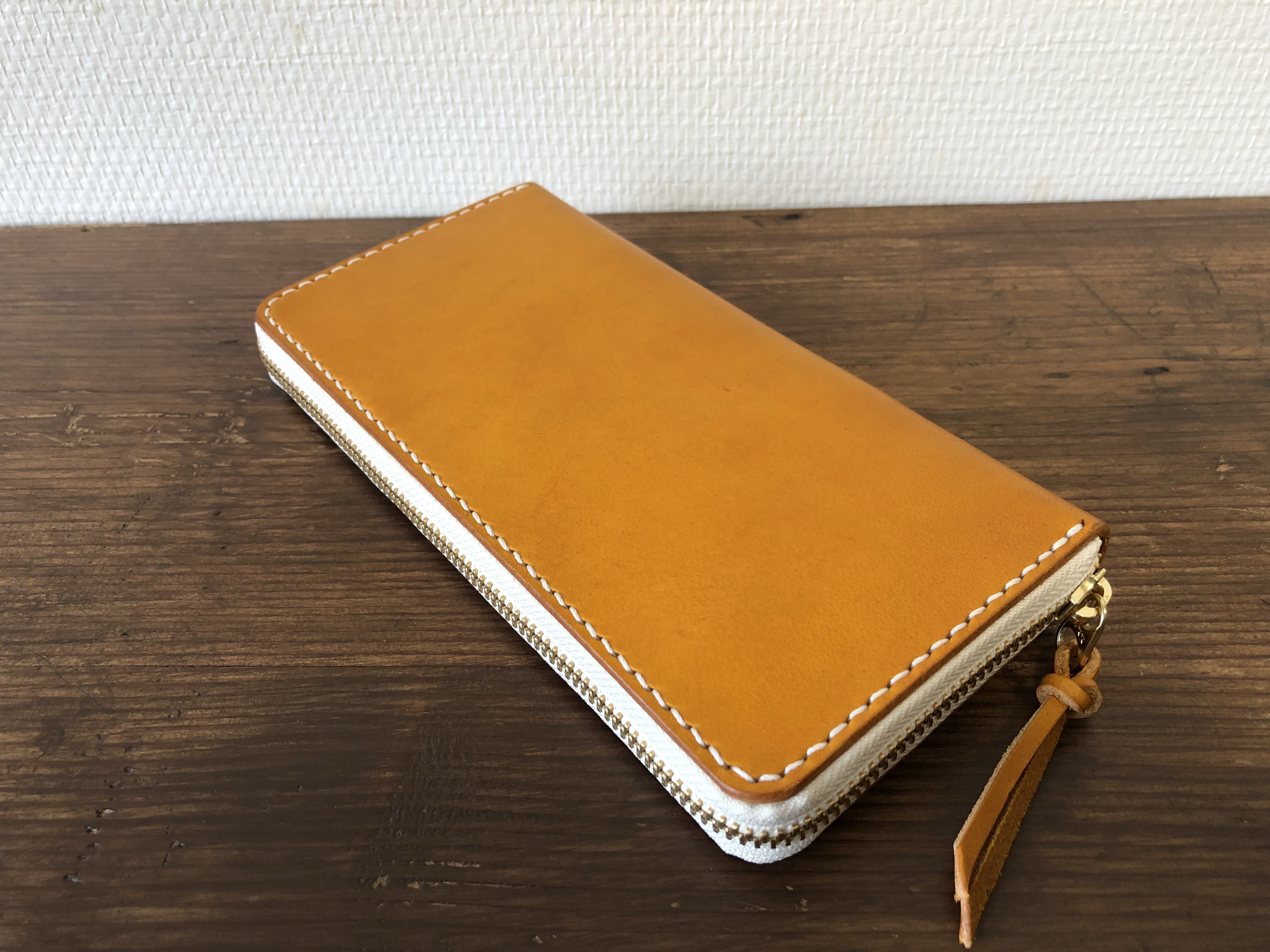 【受注製作】イタリアンレザー ラウンドファスナー ウォレット 長財布 レザー 本革  イエロー