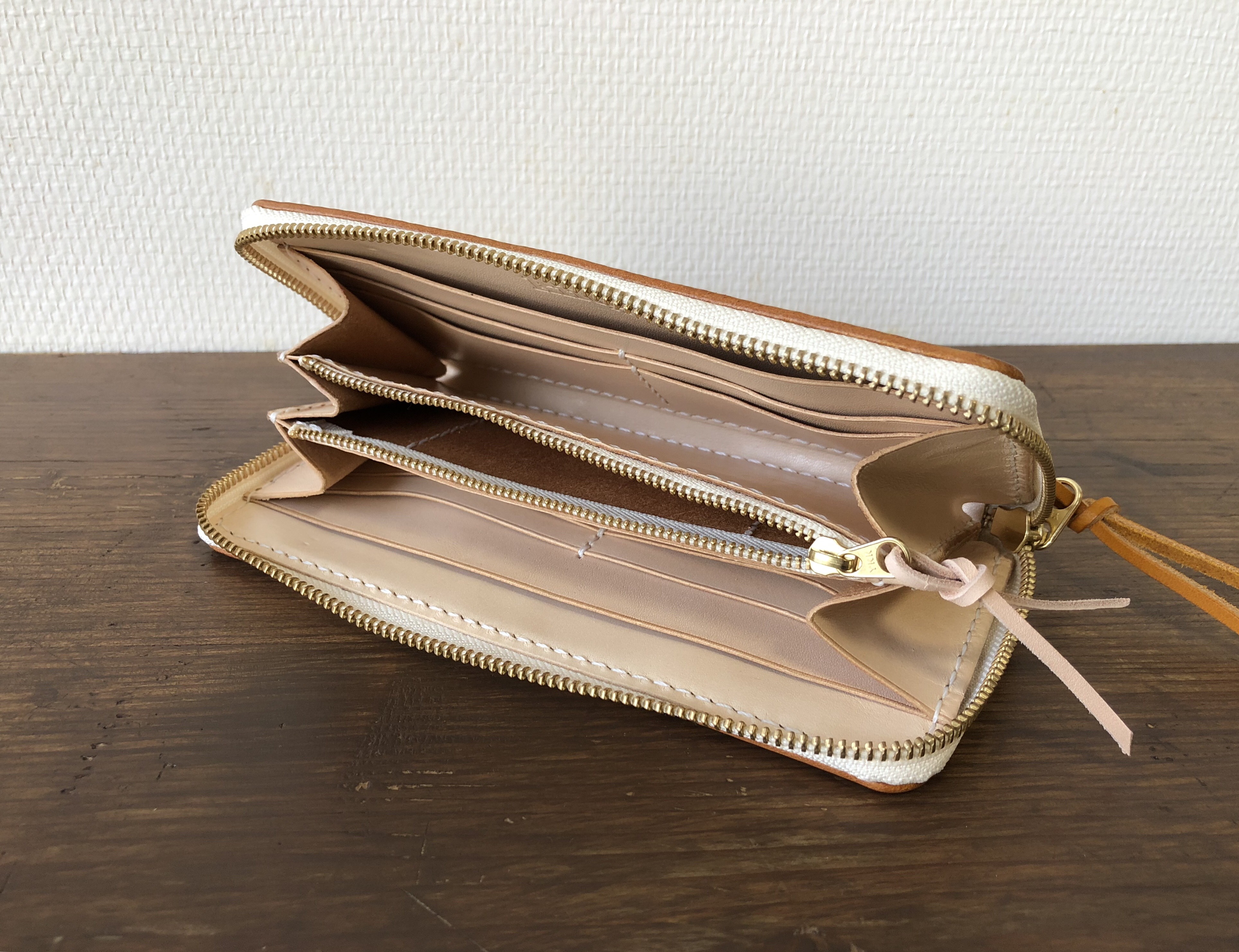 【受注製作】イタリアンレザー ラウンドファスナー ウォレット 長財布 レザー 本革  イエロー