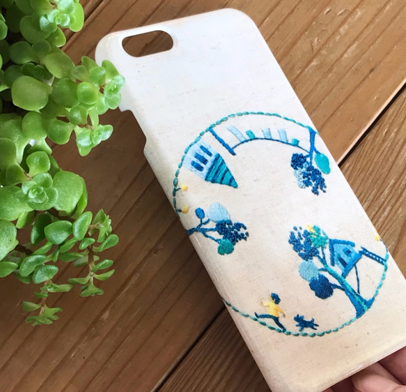 手刺繍iPhoneケース　Life　ボクの世界 2枚目の画像