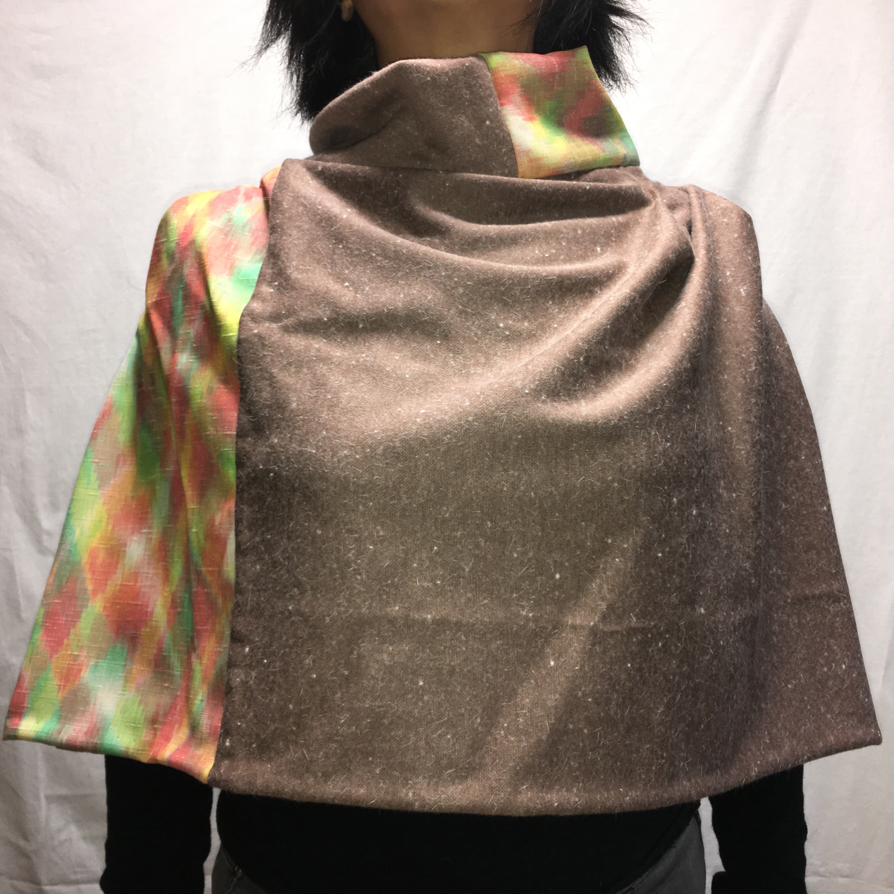 shoulder warmer(こげ茶&着物地)