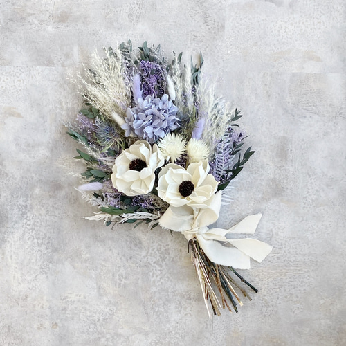 ナチュラルブーケM アネモネラグラスパープル ウェディング 誕生日