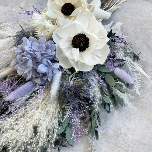ナチュラルブーケM アネモネラグラスパープル ウェディング 誕生日