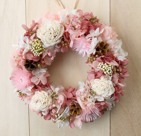 ドライフラワー リース ピンク系 Mサイズ