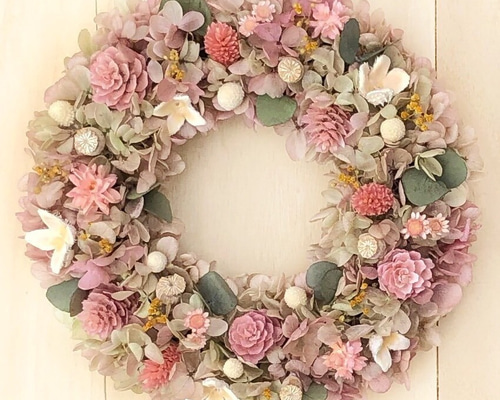 くすみカラーのオレガノピンクリースM ドライ プリザーブドフラワー