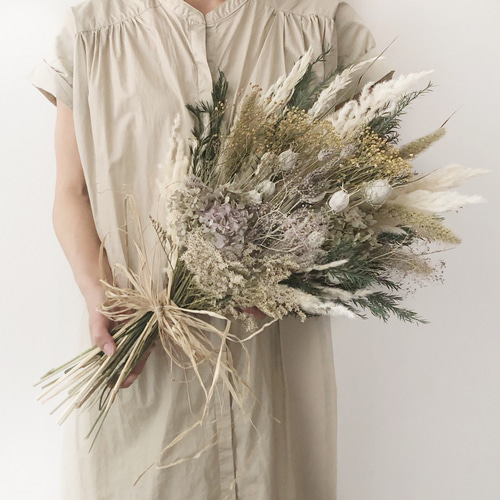 ナチュラルブーケXL オレガノパープル ウェディング 結婚式 ドライ