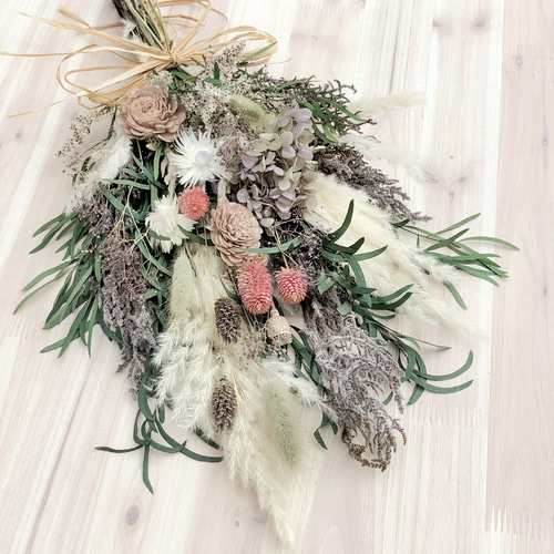ナチュラルブーケM 千日紅ピンク 花束 ウェディング 結婚式