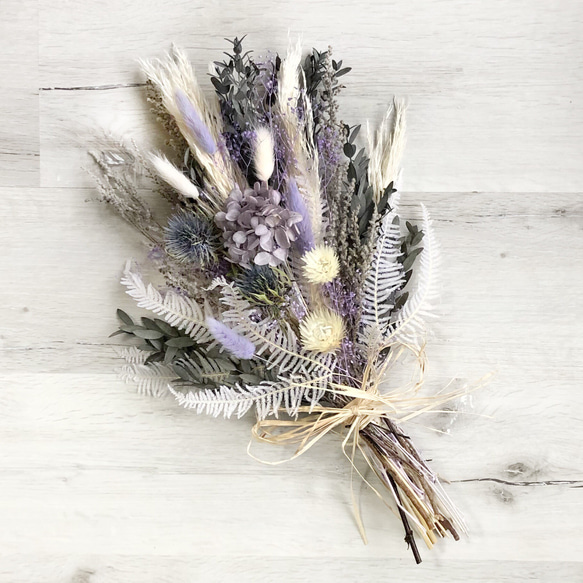 オーダーメイドドライフラワーブーケ パープル ホワイト オーダーメイドドライフラワーブーケ パープル ホワイト オーダー