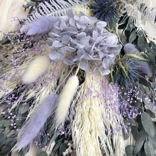 ナチュラルブーケM ラグラスパープル 花束 ウェディング 結婚式 誕生