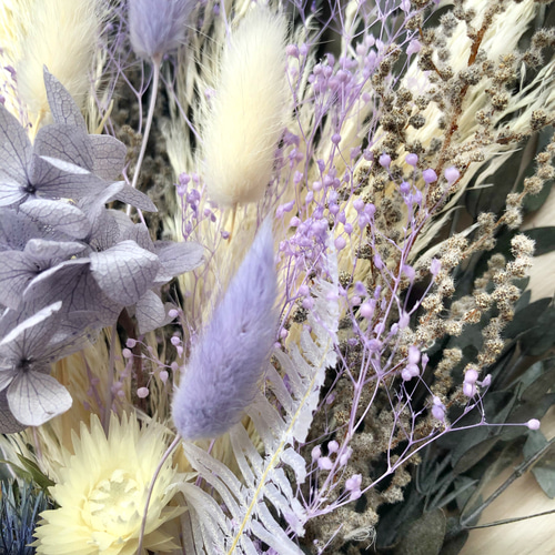 ナチュラルブーケM ラグラスパープル 花束 ウェディング 結婚式 誕生