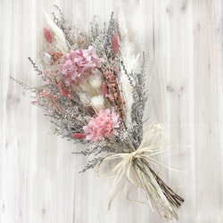 ナチュラルブーケM ピンクホワイト ウェディング 誕生日 プリザーブド