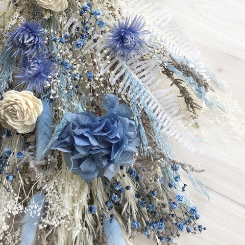 ナチュラルブーケM コバルトブルー 花束 ウェディング プリザーブド