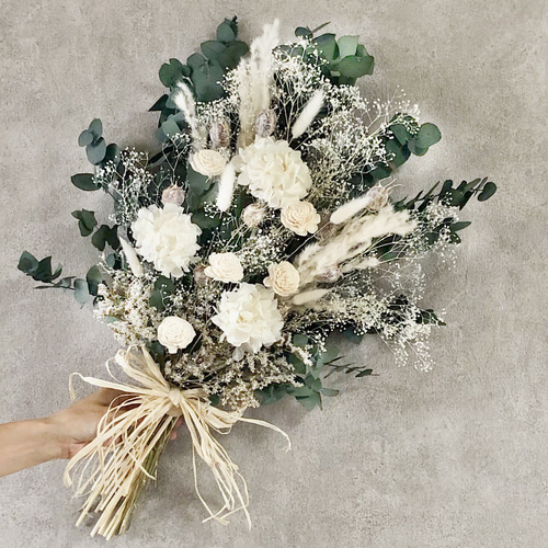 ナチュラルブーケXL ユーカリホワイト ウェディング 結婚式 ナチュラルブーケXL ユーカリホワイト ウェディング 結婚式