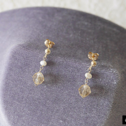 【K14GF・キット】シトリンのつぶやき ピアス / イヤリング 3枚目の画像