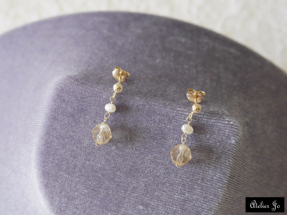 【K14GF・キット】シトリンのつぶやき ピアス / イヤリング 3枚目の画像