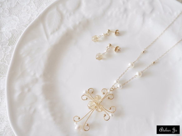 【K14GF・キット】シトリンのつぶやき ピアス / イヤリング 4枚目の画像