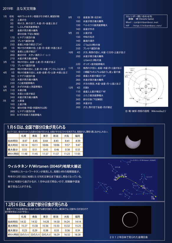 星のカレンダー「2019宙めぐり」2冊一組 9枚目の画像